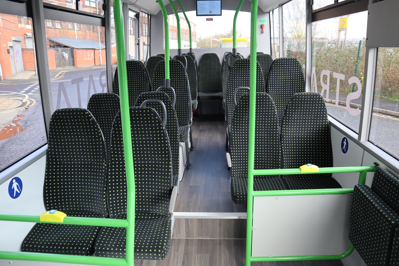 Interior view of passenger area with seats